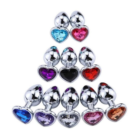 Plugs Metal Corazón Cristales de Colores - S/M