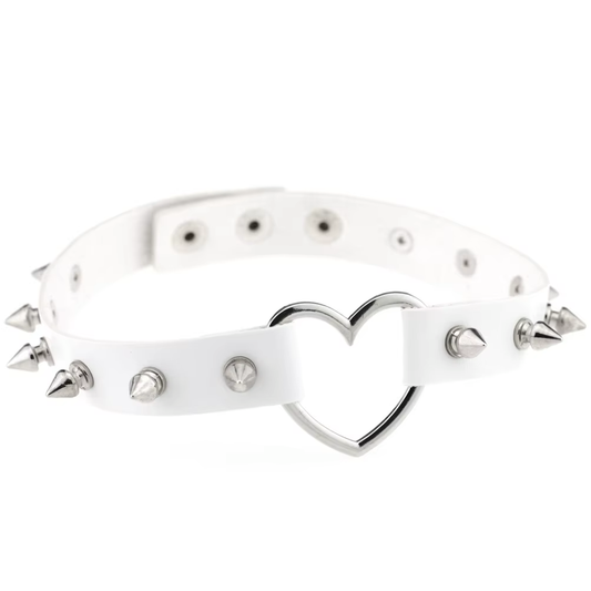 Chocker Corazón con Púas Color Blanco