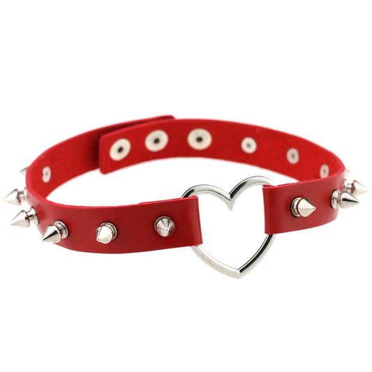 Chocker Corazón con Púas Color Rojo