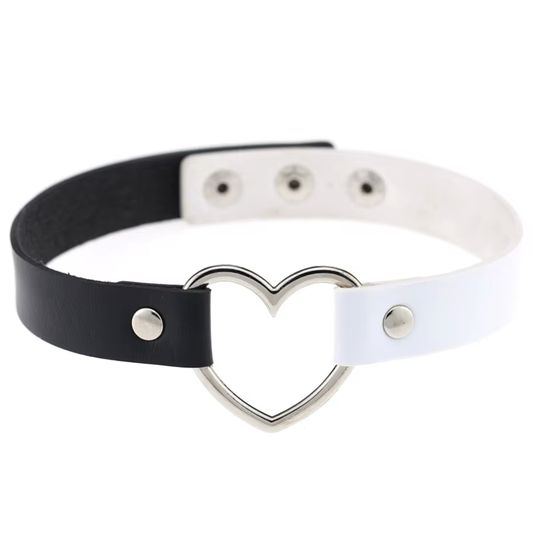Chocker Corazón Bicolor Blanco y Negro