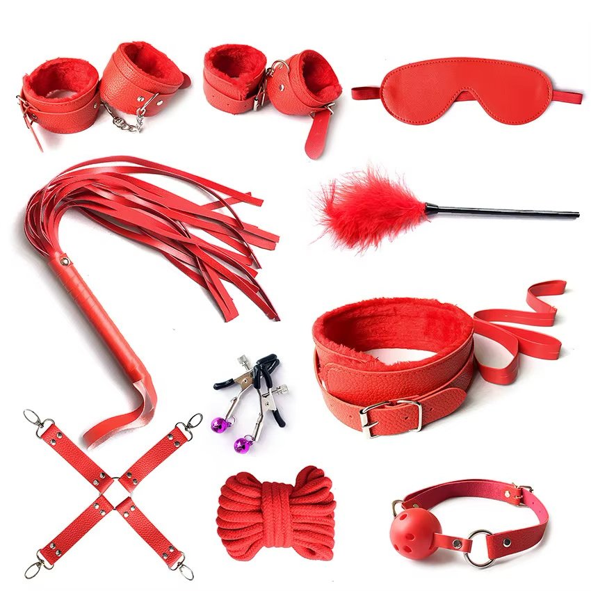 Kit BDSM 10pcs Negro/Rosado/Morado