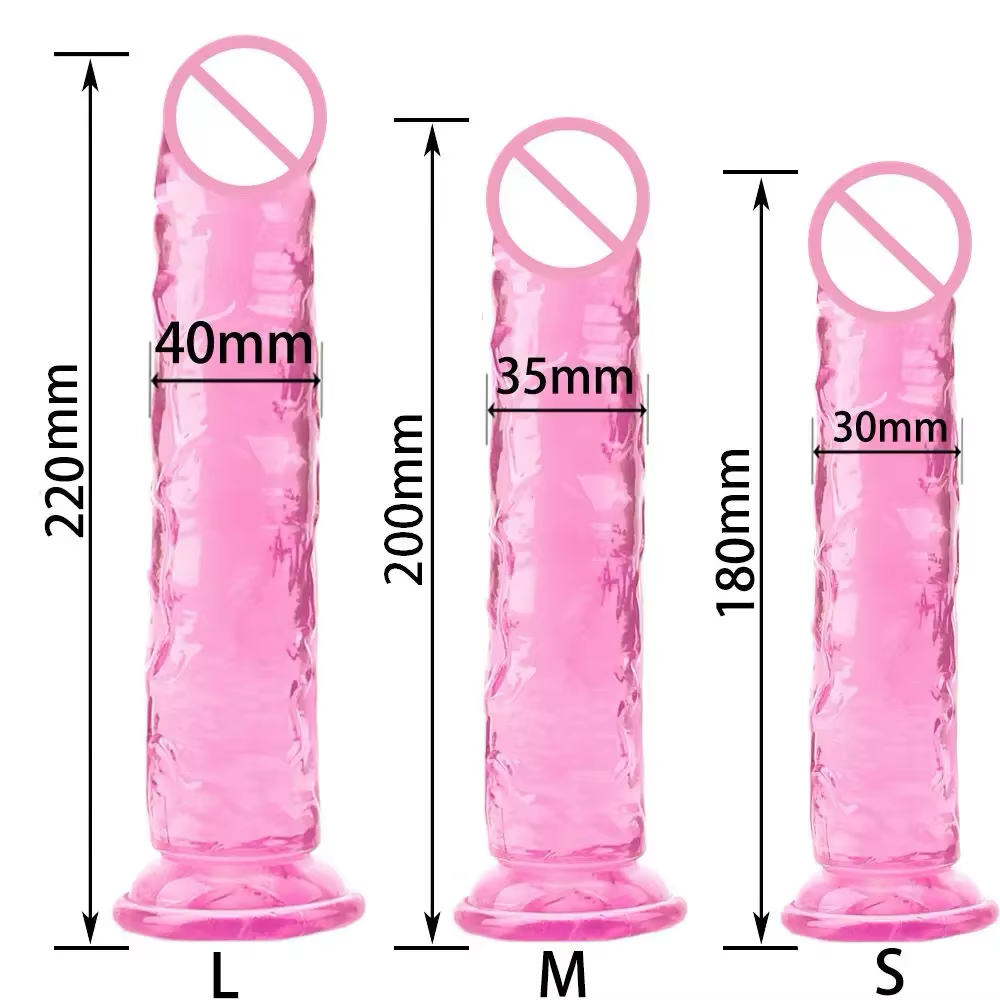 Dildos Jelly Colores Blanco/Morado/Rosado - S, M, L